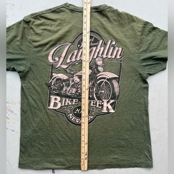 Men's Laughlin T-Shirt Green Motorcycle L Bike Week Racing Desert USA Nevada - Picture 13 of 14